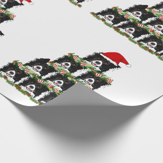 Border Collie Christmas Tree Cadeaupapier (Hoek)