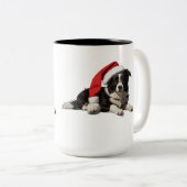 Border Collie Christmas Tweekleurige Koffiemok (Voorkant rechts)