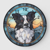 Border Collie Clock Grote Klok (Voorkant)