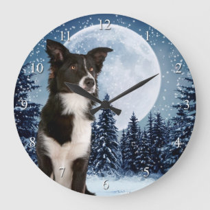 Border Collie Clock Grote Klok