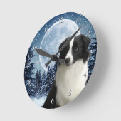 Border Collie Clock Ronde Klok (Hoek)