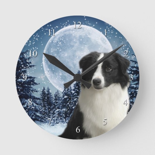 Border Collie Clock Ronde Klok (Voorkant)