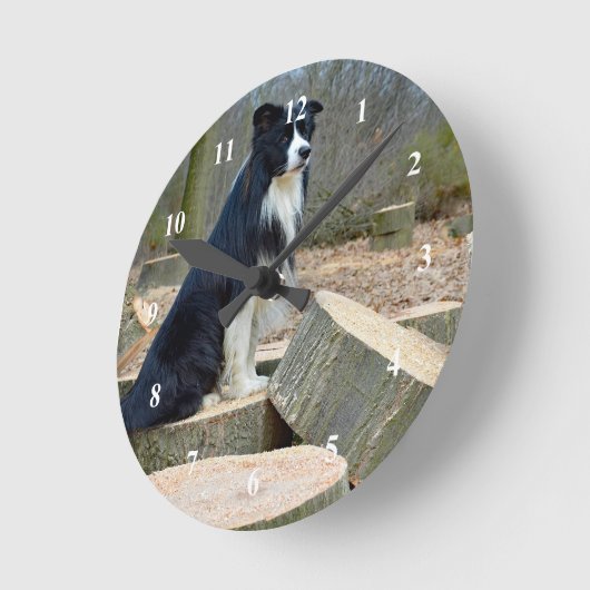 Border Collie Clock Ronde Klok (Hoek)