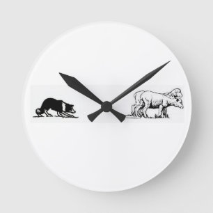 Border Collie Clock Ronde Klok
