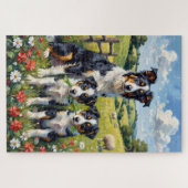 Border Collie Clover Weide Kunst Legpuzzel (Horizontaal)
