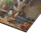 Border Collie Cooking in Kitchen Snijplank (Hoek)