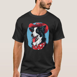 Border Collie Cowboy Grappige Hond Wilde Westen T-shirt