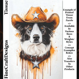 Border Collie Cowboy Sheriff Dog DP4 Decoupage Tissuepapier
