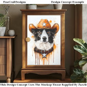 Border Collie Cowboy Sheriff Dog DP4 Decoupage Tissuepapier