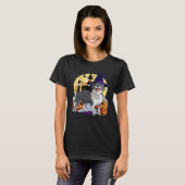 Border Collie Cute Dog Halloween Witch Pumpkin T-shirt (Voorkant volledig)