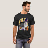 Border Collie Cute Dog Halloween Witch Pumpkin T-shirt (Voorkant volledig)
