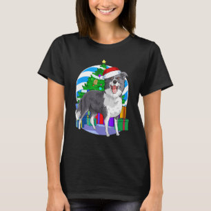 Border Collie Cute Dog Santa Kerstboom Decor T-shirt