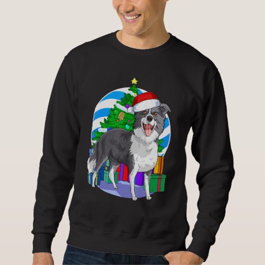 Border Collie Cute Dog Santa Kerstboom Decor Trui (Voorkant)