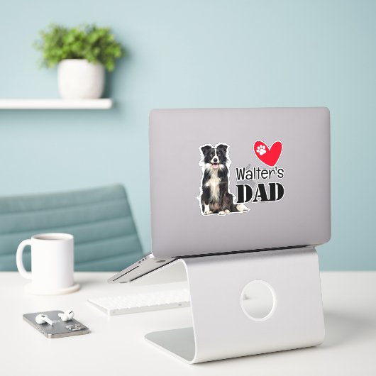 Border Collie Dad Persoonlijke Sticker (Laptop op bureau)