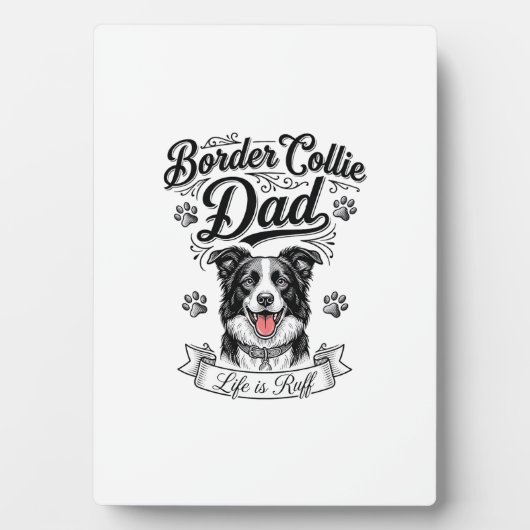 Border Collie Dad Vintage Engraving Dog Shirt Desi Fotoplaat (voorkant)