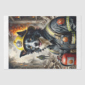 Border Collie die optreedt als brandweerman - Tissuepapier (Voorkant)