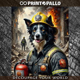 Border Collie die optreedt als brandweerman -  Tissuepapier