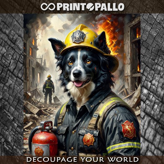 Border Collie die optreedt als brandweerman - Tissuepapier