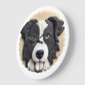 Border Collie Dog 3D geïnspireerd Grote Klok (Hoek)