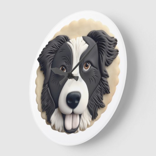 Border Collie Dog 3D geïnspireerd Grote Klok (Hoek)