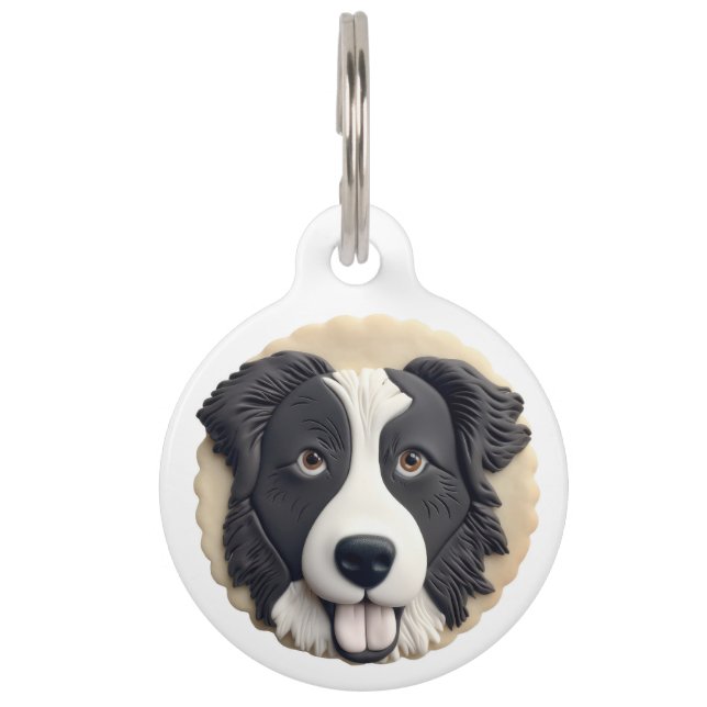 Border Collie Dog 3D geïnspireerd Huisdierpenning (Voorkant)