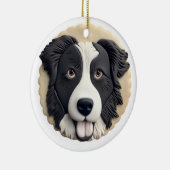 Border Collie Dog 3D geïnspireerd Keramisch Ornament (Rechts)