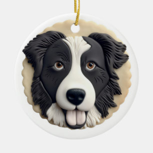 Border Collie Dog 3D geïnspireerd Keramisch Ornament