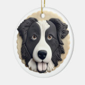 Border Collie Dog 3D geïnspireerd Keramisch Ornament (Links)