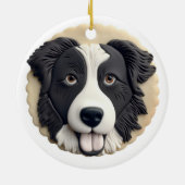 Border Collie Dog 3D geïnspireerd Keramisch Ornament (Achterkant)