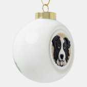 Border Collie Dog 3D geïnspireerd Keramische Bal Ornament (Links)