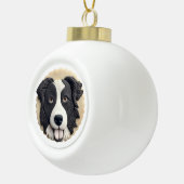 Border Collie Dog 3D geïnspireerd Keramische Bal Ornament (Rechts)