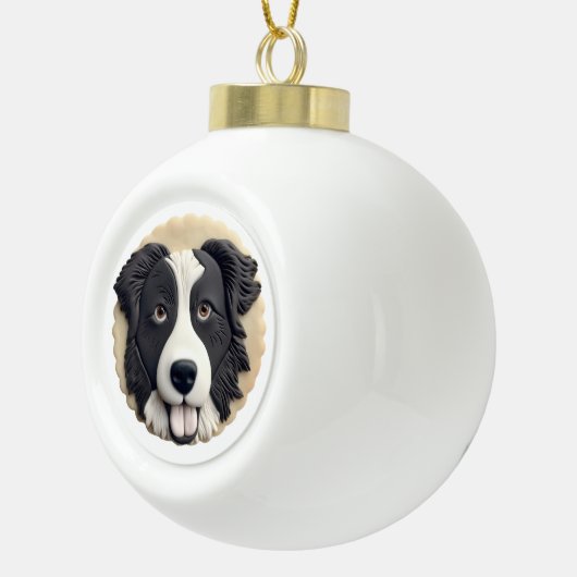 Border Collie Dog 3D geïnspireerd Keramische Bal Ornament (Rechts)