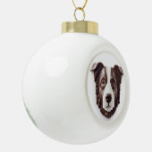 Border Collie Dog 3D geïnspireerd Keramische Bal Ornament (Links)
