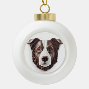 Border Collie Dog 3D geïnspireerd Keramische Bal Ornament