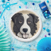 Border Collie Dog 3D geïnspireerd Papieren Bordje (Feest)