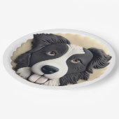 Border Collie Dog 3D geïnspireerd Papieren Bordje (Gekanteld)