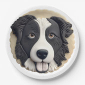Border Collie Dog 3D geïnspireerd Papieren Bordje (Voorkant)
