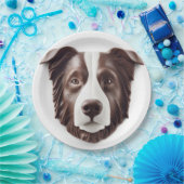 Border Collie Dog 3D geïnspireerd Papieren Bordje (Feest)