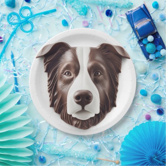 Border Collie Dog 3D geïnspireerd Papieren Bordje (Feest)