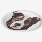 Border Collie Dog 3D geïnspireerd Papieren Bordje (Gekanteld)