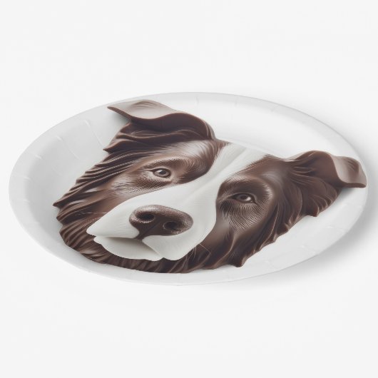 Border Collie Dog 3D geïnspireerd Papieren Bordje (Gekanteld)