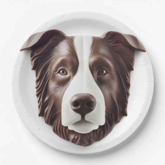 Border Collie Dog 3D geïnspireerd Papieren Bordje (Voorkant)