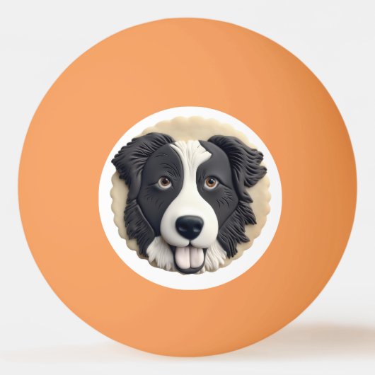 Border Collie Dog 3D geïnspireerd Pingpongbal (Voorkant)