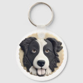 Border Collie Dog 3D geïnspireerd Sleutelhanger (Voorkant)