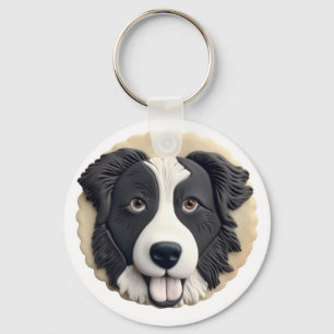 Border Collie Dog 3D geïnspireerd Sleutelhanger