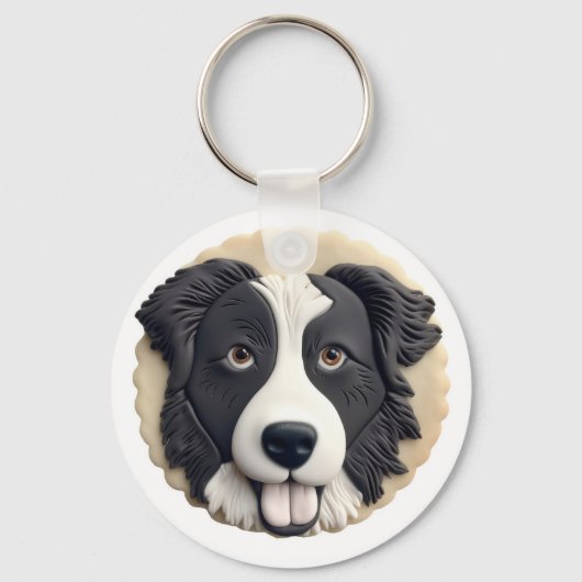 Border Collie Dog 3D geïnspireerd Sleutelhanger (Voorkant)