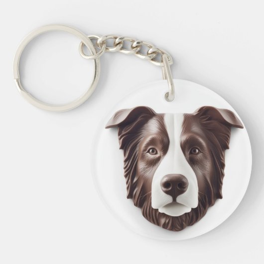 Border Collie Dog 3D geïnspireerd Sleutelhanger (Voorkant)