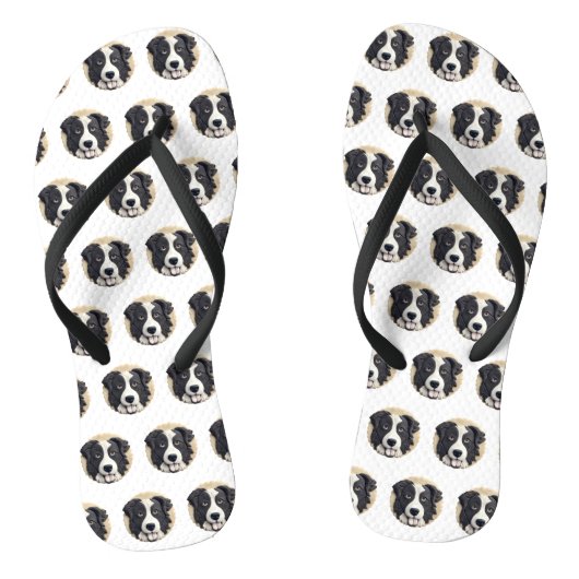 Border Collie Dog 3D geïnspireerd Teenslippers (Voetbed)