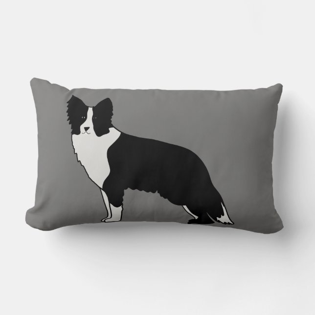 Border Collie Dog Abstract Illustratie grijs Kussen (Voorkant)