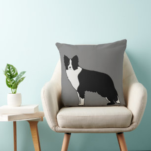 Border Collie Dog Abstract Illustratie grijs Kussen